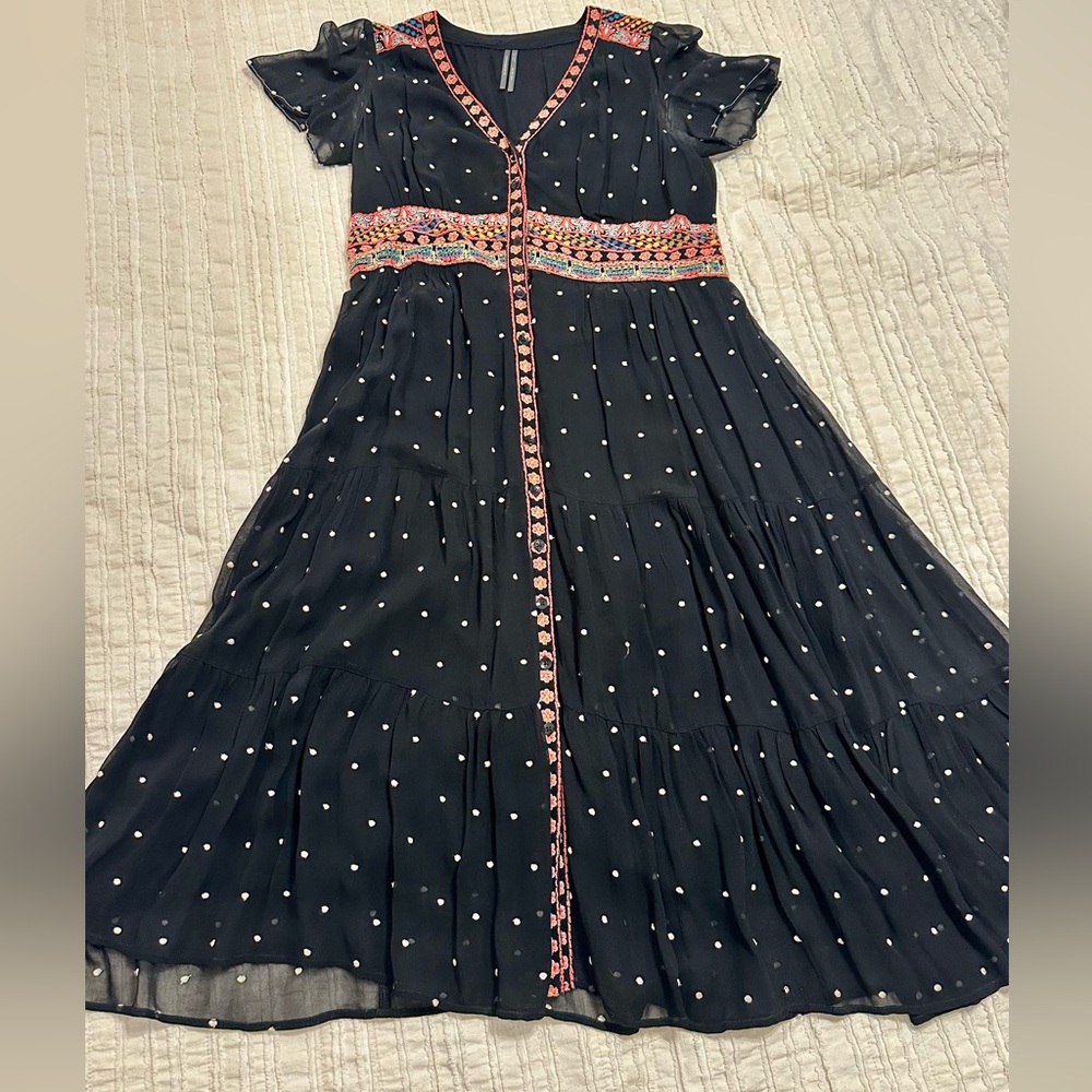 Anthropologie La Boheme Embroidered Dress